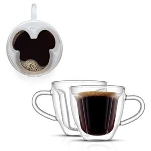 NEW JoyJolt‎ Disney Mickey Mouse 5.4oz Set of 2 Double Wall Coffee Espresso Cups